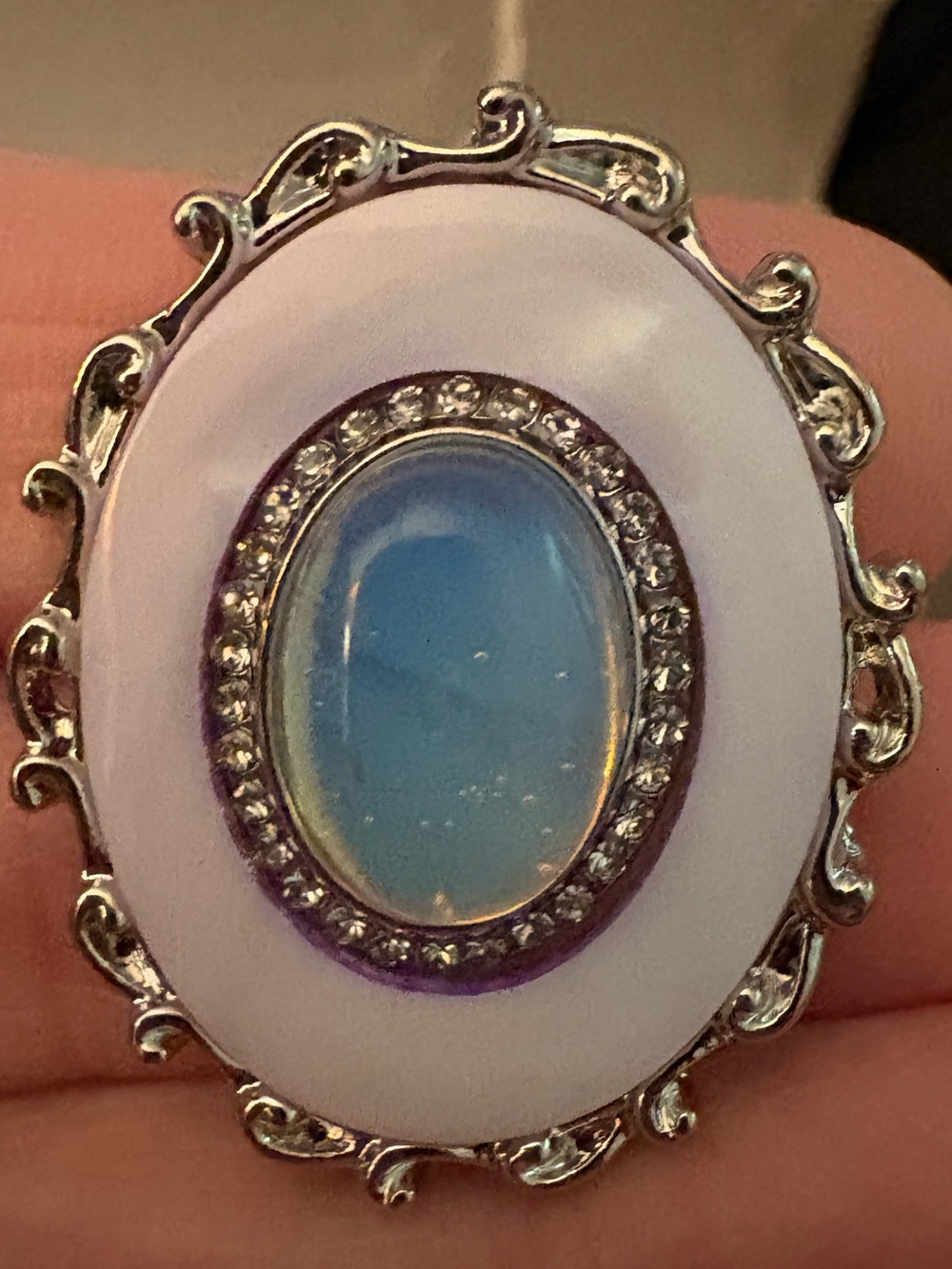 Vintage-Inspired Lavender Opalite 3 Piece Ring Earrings Necklace NWOT